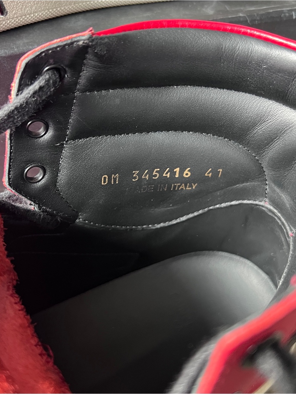 Saint Laurent SL/10H Red and Black High-Top Leather Sneakers - Picture 8 of 12